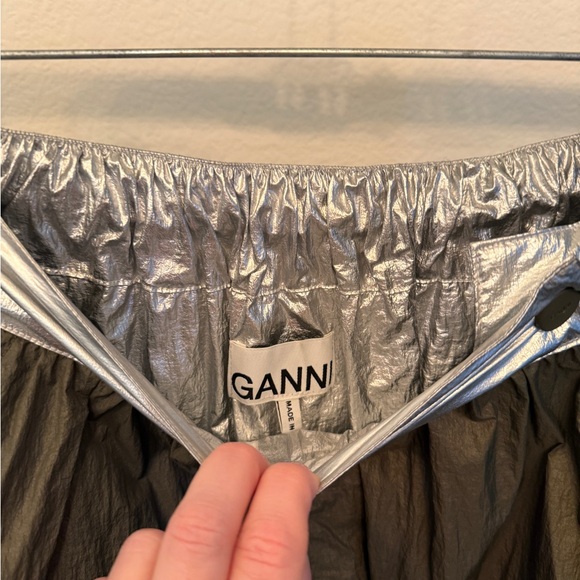 Ganni Olive Crinkle Midi Skirt - Picture 7 of 8